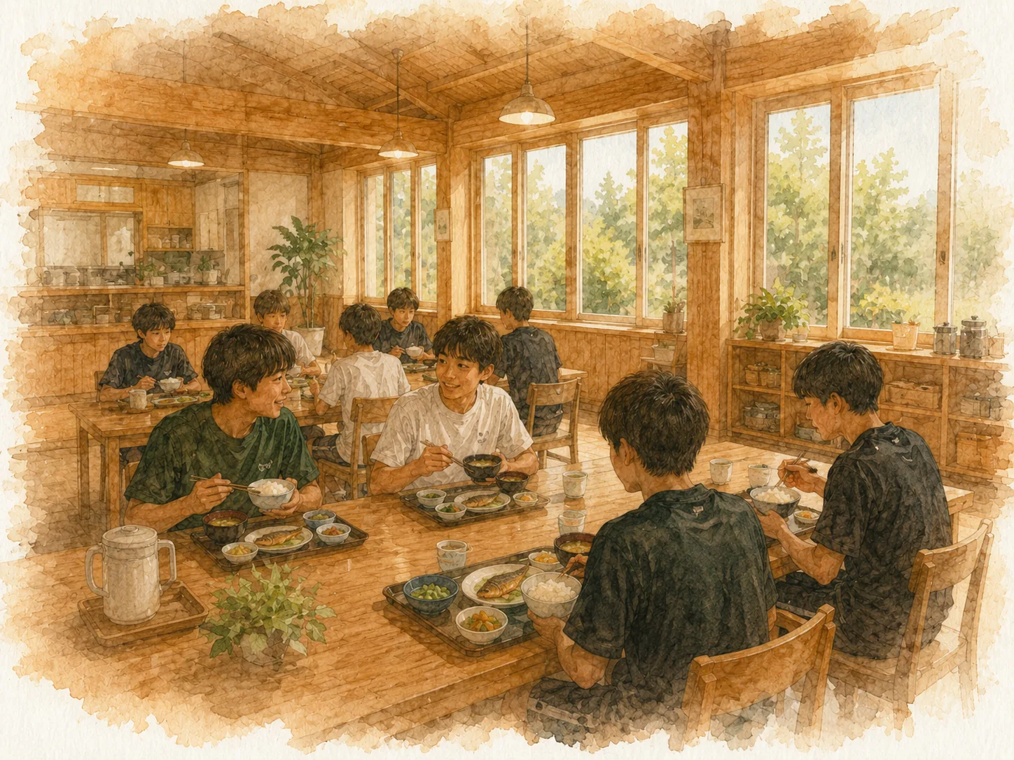 合宿中の食事や食堂利用のイメージ
